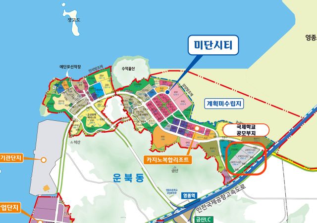 영종도 미단시티 위컴 애비 캠퍼스 위치도. 인천시 제공