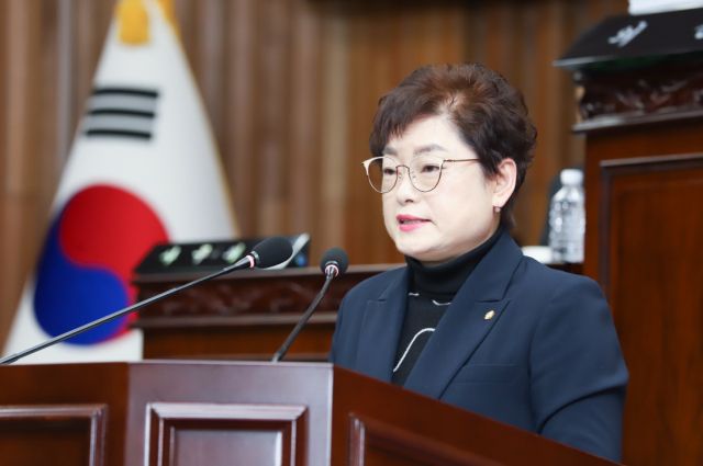 이상숙 여주시의회 의원이 제 73회 임시회 자유발언을 하고 있다. 여주시의회 제공