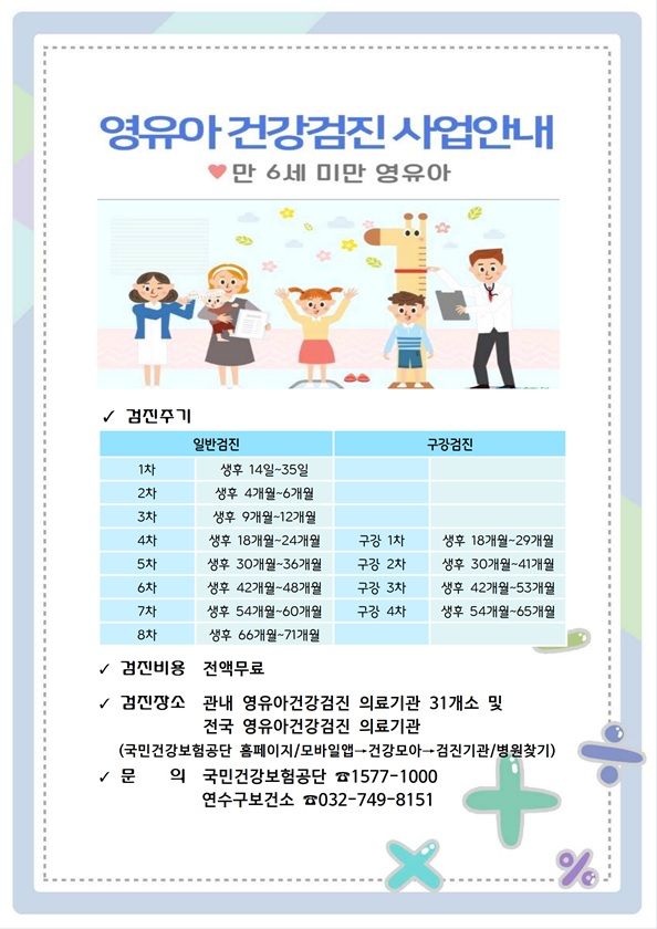 인천 연수구 영유아 건강검진 및 발달 정밀검사비 지원 포스터. 연수구 제공