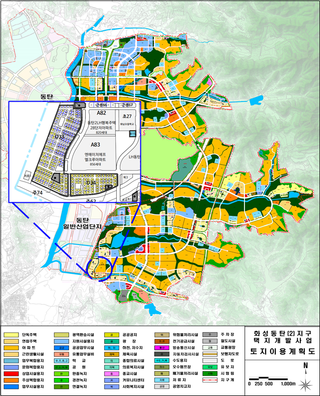 화성 동탄2신도시 단독주택용지 토지이용계획도. 경기주택도시공사 제공