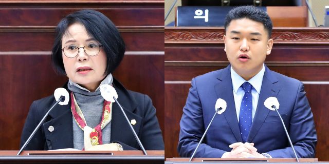 의왕시의회 노선희 의원(왼쪽)과 한채훈 의원. 의왕시의회 제공
