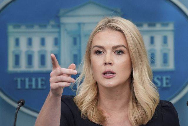 캐롤라인 레빗 백악관 대변인 브리핑. AP=연합