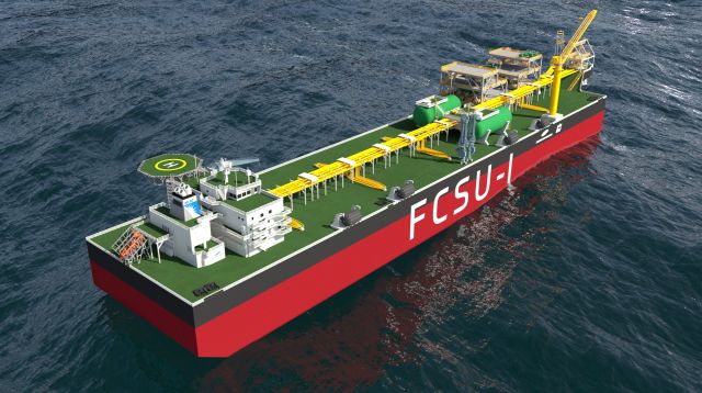 삼성중공업이 MISC와 공동 개발한 부유식 이산화탄소 저장·주입 설비(FCSU). 삼성중공업