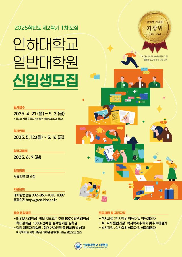 2025학년도 제2학기 인하대학교 일반대학원 신입생 모집 포스터. 인하대학교 제공