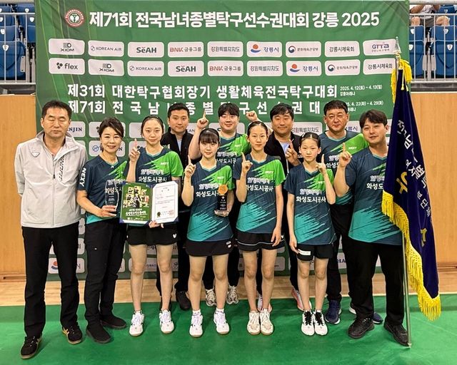 여중부 단체전서 정상에 오른 화성도시공사 U-15팀.화성도시공사 제공
