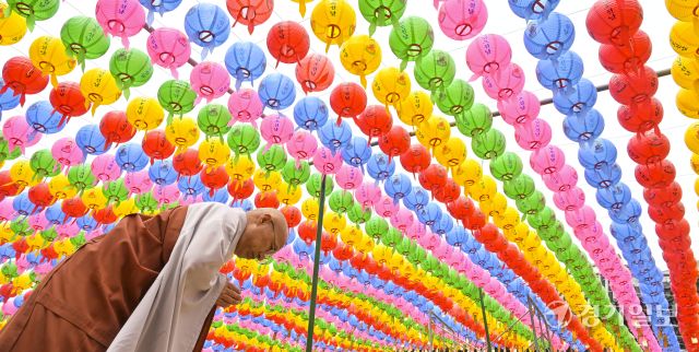 8일 앞둔 석가탄신일, 형형색색 밝히는 오색연등 설치한 용주사 [포토뉴스]