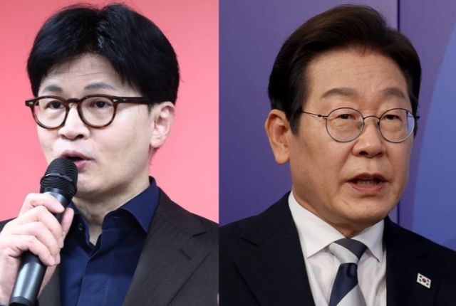 한동훈 국민의힘 대통령 선거 경선 후보, 이재명 더불어민주당 대선 후보. 연합뉴스