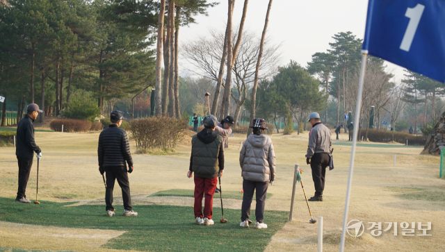 고양특례시 일산서구 대화동 성저파크골프장에서 이용객들이 파크골프를 즐기고 있다. 신진욱기자