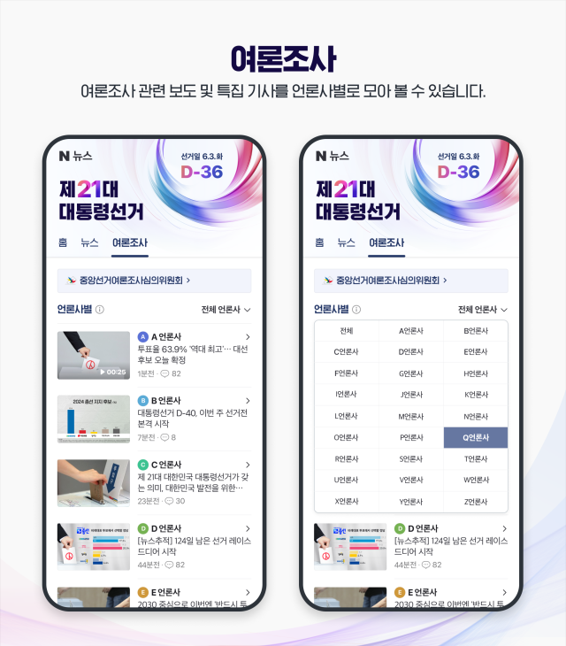 네이버가 지난 29일 다양한 선거 관련 정보를 담은 ‘제21대 대통령 선거 특별페이지’를 오픈하고, 후보자 정보 관련 서비스 운영 기준을 공개했다. 네이버 제공