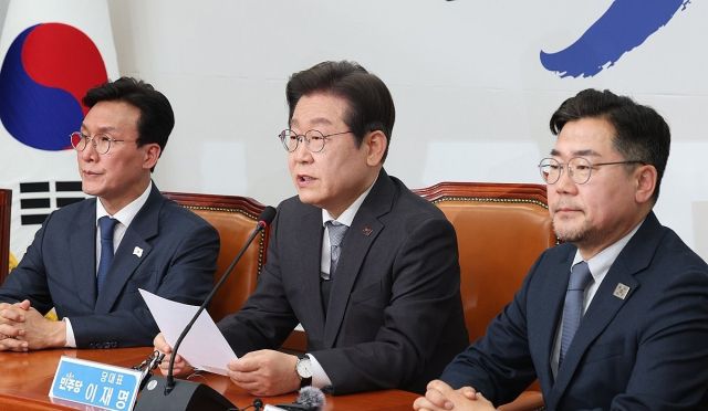 더불어민주당 이재명 대표가 4일 서울 여의도 국회에서 헌법재판소의 윤석열 대통령 파면 선고에 대한 입장을 밝히고 있다. 연합뉴스