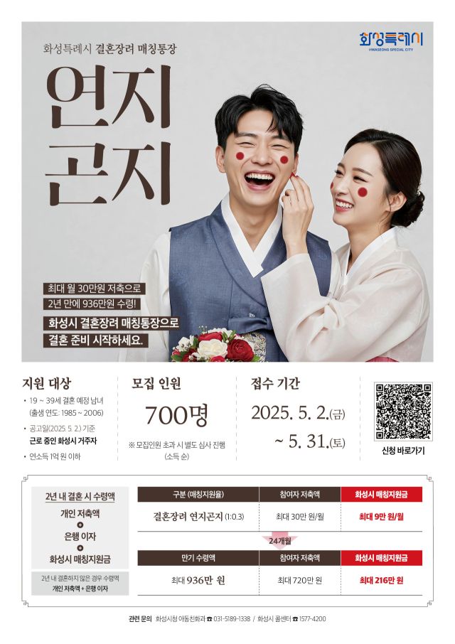 화성특례시 연지곤지통장 안내 포스터. 화성특례시 제공