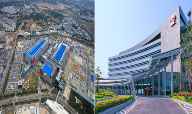 왼쪽부터 삼성전자 평택 반도체 공장, TSMC 3나노 반도체 공장. 삼성전자·TSMC