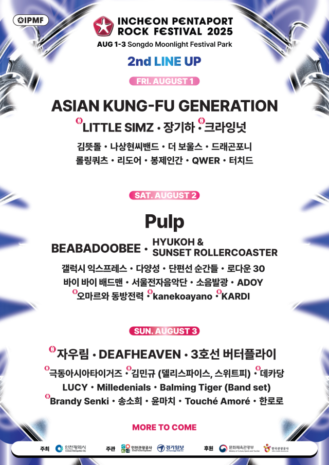 인천시가 16일 2025 인천펜타포트 락 페스티벌 2차 라인업을 공개했다. 인천시 제공
