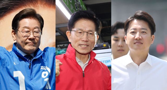 (왼쪽부터)더불어민주당 이재명·국민의힘 김문수·개혁신당 이준석 대선 후보. 연합뉴스