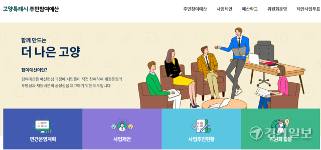 고양특례시 주민참여예산 홈페이지 캡처 이미지. 신진욱기자