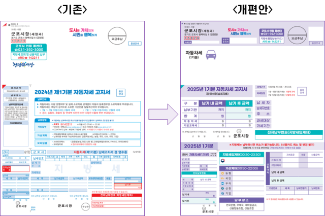 군포시가 다음달부터 기존 지방세 고지서를 큰 글씨체로 바꿔 발행한다. 군포시 제공