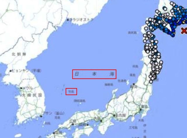 문제가 된 일본 기상청 홈페이지 내 일본해 및 다케시마 표기. 서경덕 교수 페이스북 캡처