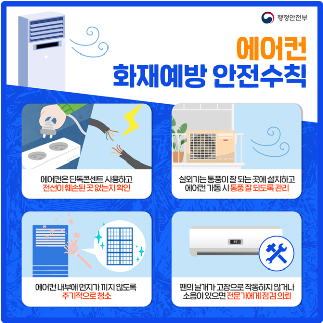 에어컨 화재예방 안전수칙 인포그래픽. 행정안전부 제공