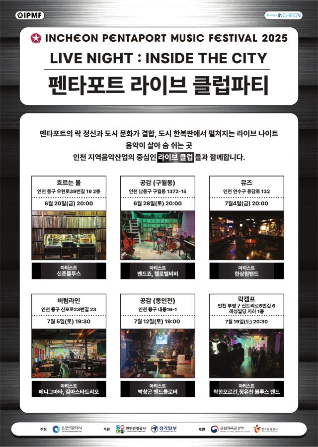 인천 펜타포트 라이브 클럽파티 포스터. 인천시 제공