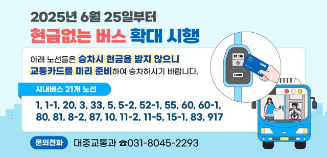 안양시 현금 없는 버스 확대 시행 안내 포스터. 안양시 제공