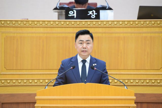 정희태 의원이 제378회 정례회 제1차 본회의에서 5분 자유발언을 하고 있다. 양주시의회 제공