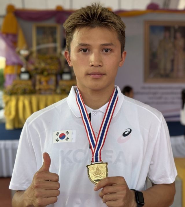 2025 태국오픈육상대회 남자 100m 금메달 문해진.안양시청 제공
