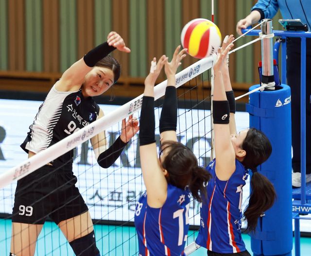 여자 실업배구 최강 수원시청이 오는 7월 2일 개막하는 ‘2025 한국실업배구연맹 &amp; 프로배구 퓨처스 챔프전’에서 프로 강호들을 상대로 자존심 대결을 펼친다. 사진은 지난 4월 한국실업배구 연맹전 결승 경기 모습.한국실업배구연맹 제공