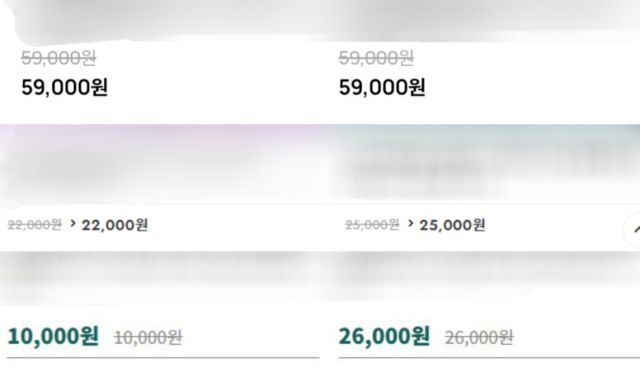 몇몇 온라인 쇼핑몰에서 제품의 정가와 할인가를 같게 적어 놓은 가격 표기가 발견됐다. 온라인 쇼핑 사이트 갈무리
