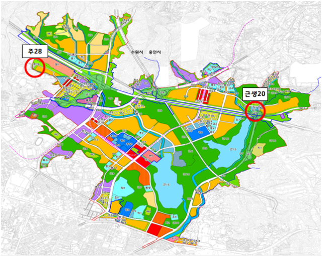 경기주택도시공사가 공급하는 광교신도시 마지막 근생·주차장 용지 2필지 위치도. GH 제공