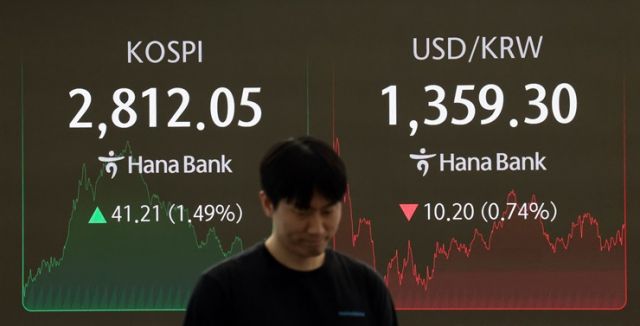 하나은행 코스피 게시판 모습. 연합뉴스