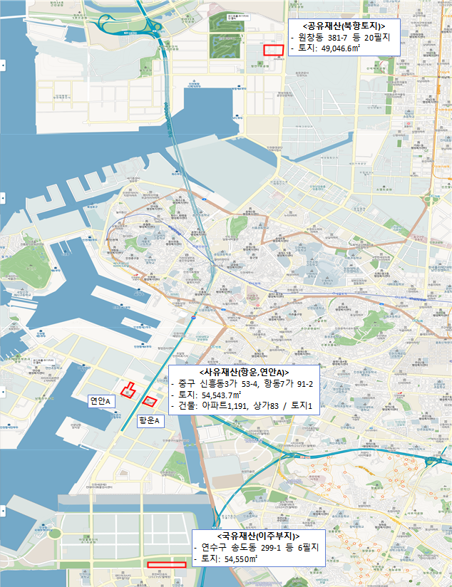국·공유재산 교환계약 대상 위치도. 인천시 제공