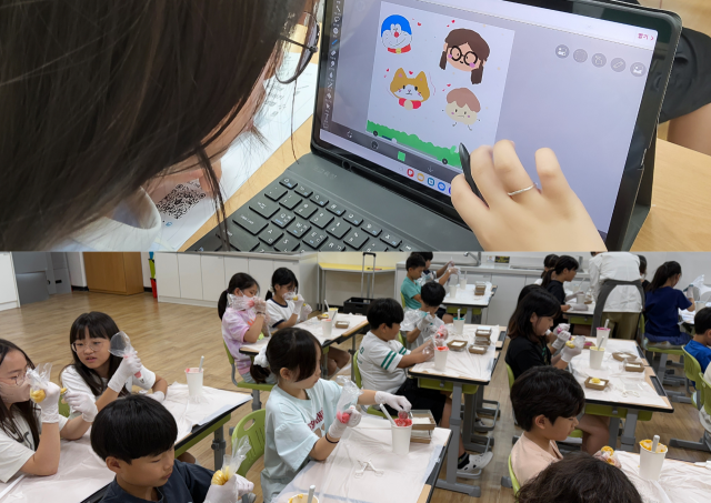 김포금빛초 어린이들이 진로체험활동 ‘제(과제빵)미(디어)예(문화예술) 퐁당!’ 프로그램을 체험하며 미래 꿈을 그리고 있다. 김포교육지원청 제공