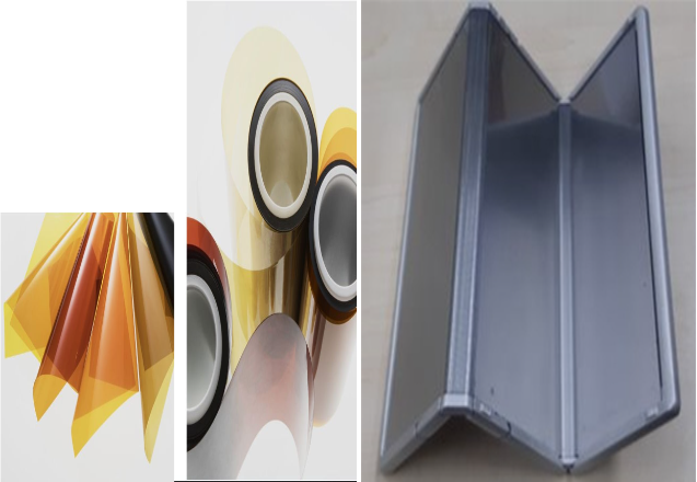 왼쪽부터 PI필름, Z 폴더블 듀얼 힌지. PI첨단소재·파인엠텍