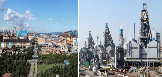 왼쪽부터 포스코 포항제철소 전경, 현대제철 당진제철소 전경. 포스코·현대제철