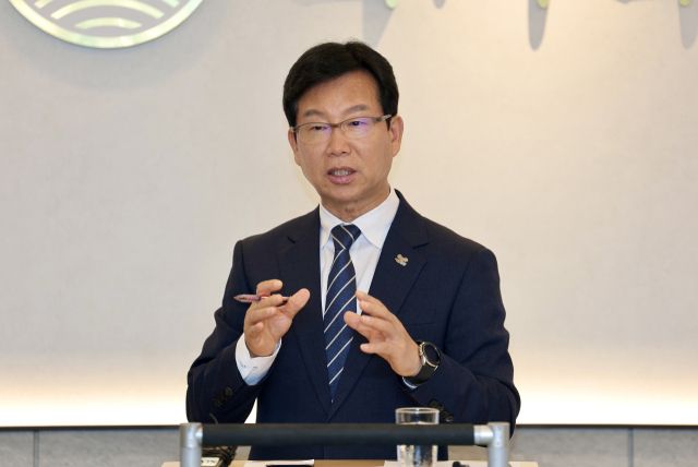 박병규 광산구청장이 7월 3일 기자간담회에서 발언하고 있다. 광산구청