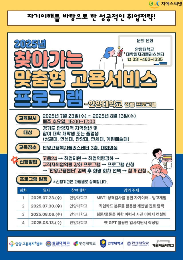 2025 찾아가는 맞춤형 고용서비스 포스터. 안양대학교 제공.
