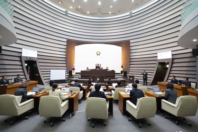 광주시의회 임시회 모습. 광주시의회