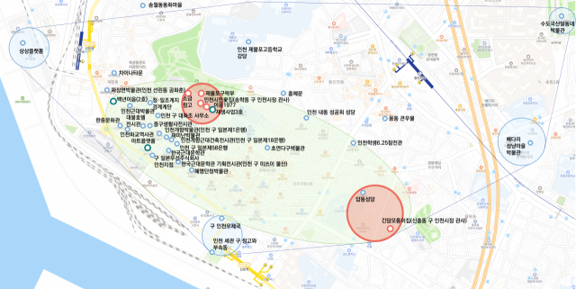 인천 중구 개항장 일대 근현대문화유산을 간결하게 표현한 위치도. 인천연구원 제공