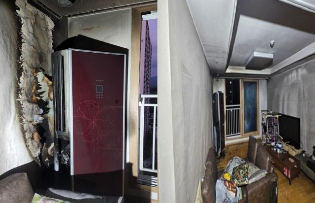 포천 군내면 아파트에서 발생한 화재가 스프링클러의 작동으로 큰 피해 없이 진화됐다. 포천소방서 제공