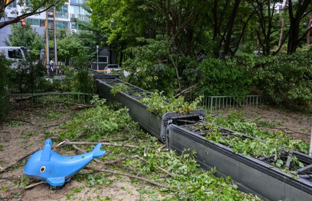 성남시 분당구 아파트 사다리차 전도 현장 [포토뉴스]