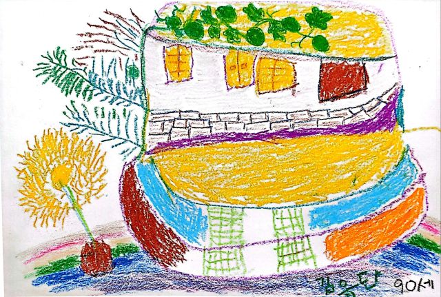 제15회 대한민국 청춘 미술대전공모전에서 사생대회 부문의 대상을 수상한 김응단 어르신의 ‘무지개 고향 생각’. 치매미술치료협회 제공