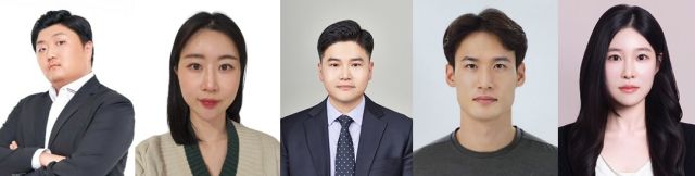 제7회 청년상 수상자(왼쪽부터 김영진 ㈜린온컴퍼니 대표,_윤소연 퍼클 대표, 장대연 한경국립대 조교수, 조규원 안양시청 직장운동부 육상코치, 우수지 비엔에스컴퍼니 대표)