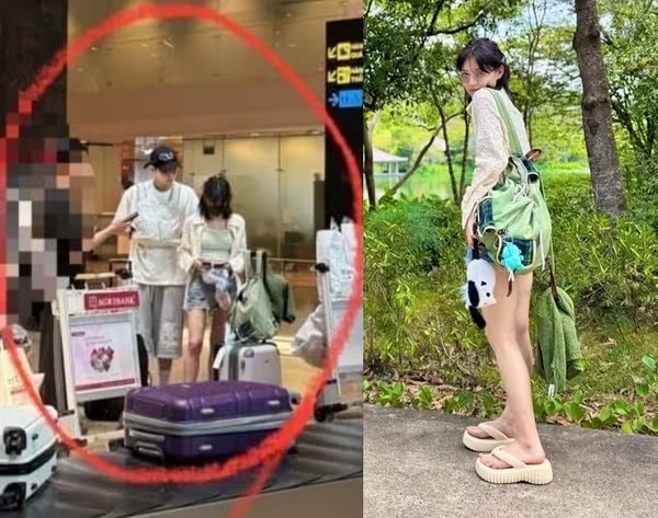 배우 김도훈과 김유정으로 추측되는 인물이 공항에서 함께 찍힌 사진(왼쪽) 속 여성의 옷차림이 김유정이 인스타그램에 올린 사진 속 모습과 유사하다. 온라인 커뮤니티, 김유정 인스타그램