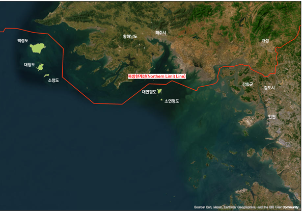 서해 5도 지리적 위치.