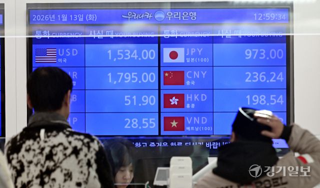 13일 인천국제공항 환전소 전광판에 달러 대비 원화 환율이 표시되고 있다. 이날 서울외환시장에서 달러/원 환율은 전장 대비 5.8원 상승한 1474.30원에 주간거래를 마감했다.조병석기자