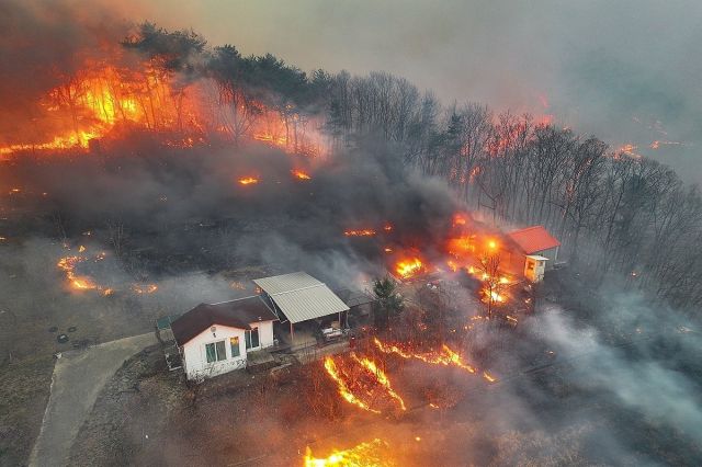경북 의성군 대형 산불 발생 모습. 연합뉴스