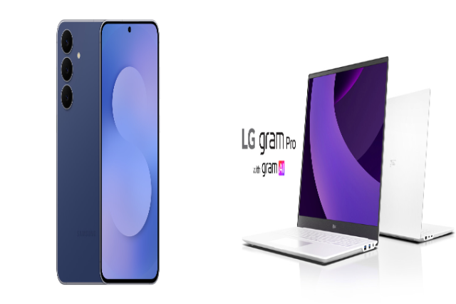 (왼쪽부터) 삼성전자 갤럭시 S25 FE 제품 이미지, LG전자 17형 그램 프로 노트북. 각 사 제공