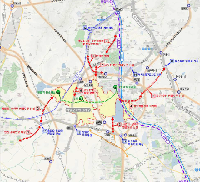 의왕군포안산지구 광역교통개선 대책. 국토교통부 제공