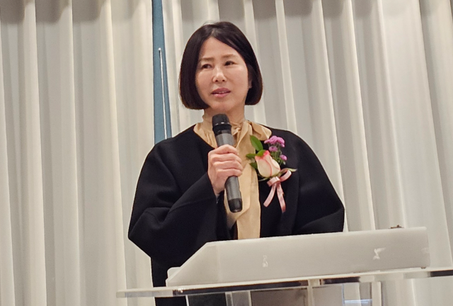 제13대 포천시 어린이집 연합회장으로 취임한 박상예 회장이 취임사를 하고 있다. 손지영기자