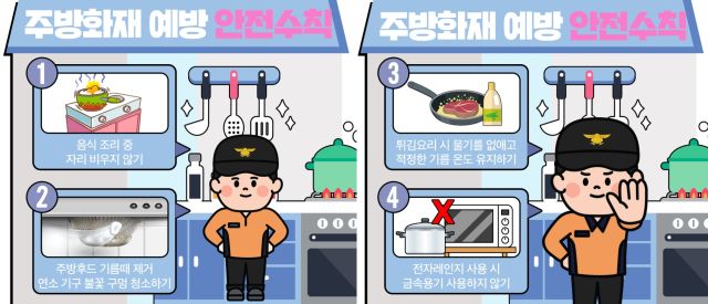 주방화재 예방 안전수칙. 소방청 제공